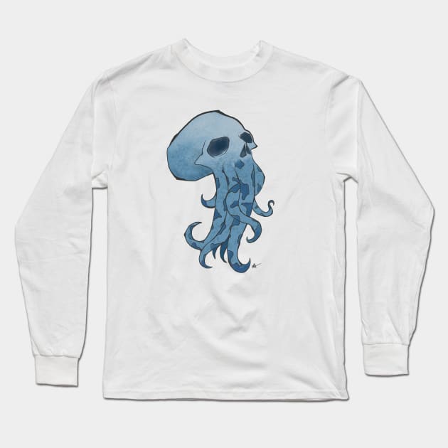 Skull Octopus Long Sleeve T-Shirt by randamuART